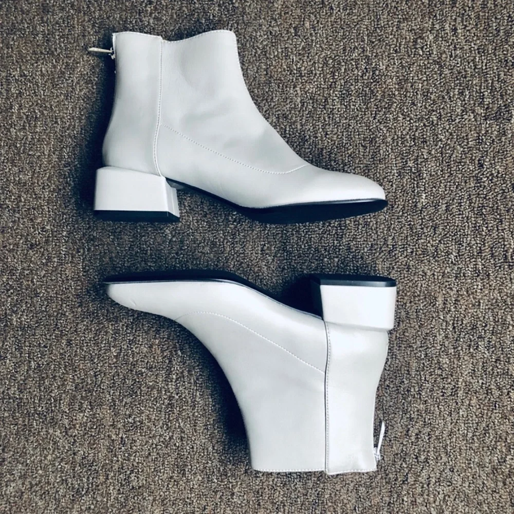 Zara TRF cube heel ankle boots (light grey) - Picture 6 of 12